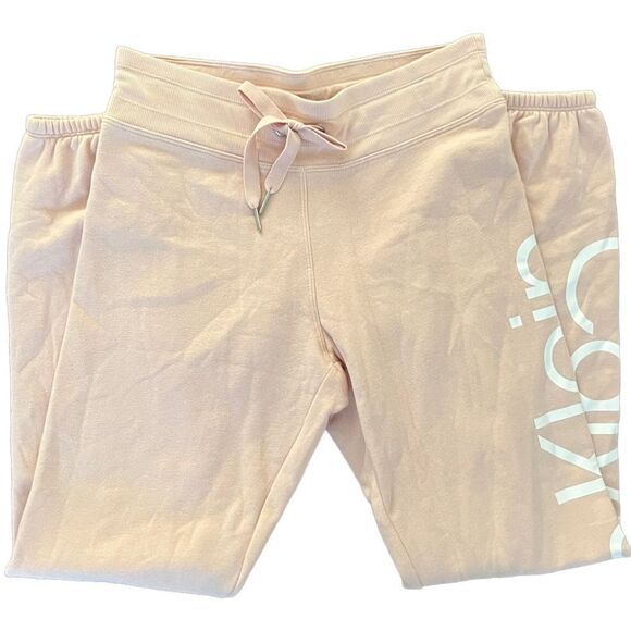 CK Sweatpants Performance Pink/White Logo Slim Crop Joggers Sz S new!🏷 - Picture 5 of 12